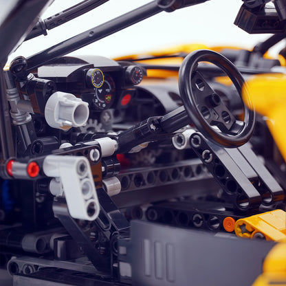 Trilumity Motorized Building Block Set: 1:8 The Ultimate Italian Hybrid Hypercar Evo | Baked Enamel Yellow Paint Italian Flagship (4058+-Piece)