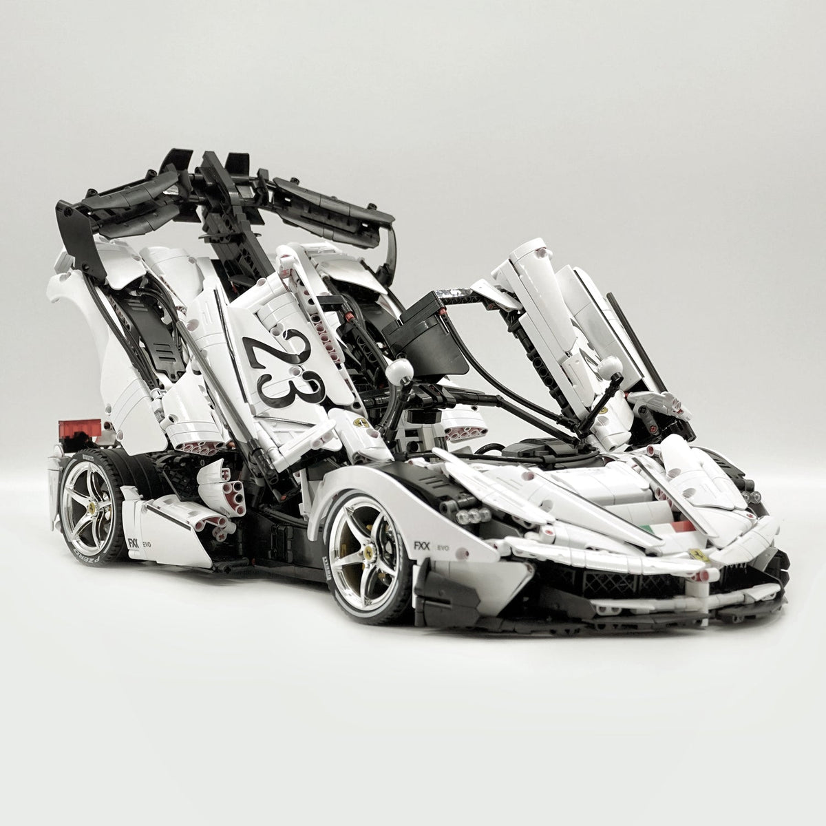 Trilumity LaFerrari FXXK EVO Custom Modified, Rare Pearl White Enamel Paint Building Block Set, 1:8 Scale, 4,739-Piece