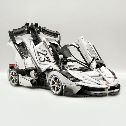Trilumity LaFerrari FXXK EVO Custom Modified, Rare Pearl White Enamel Paint Building Block Set, 1:8 Scale, 4,739-Piece