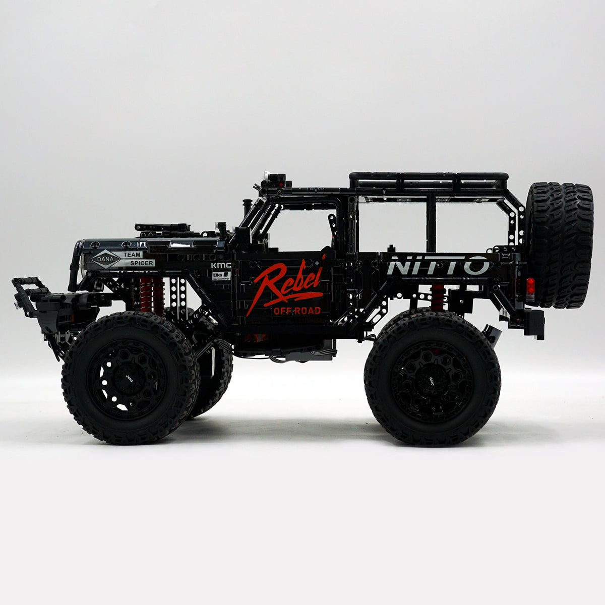 Trilumity Jeep Wrangler Off-Road Electroplating Black Limited Edition Building Block Set, 1:6 Scale, Remote Control, 2,121-Piece