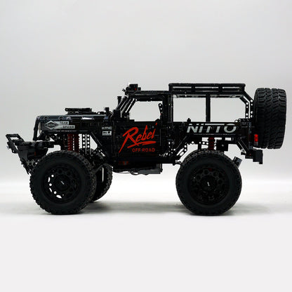 Trilumity Jeep Wrangler Off-Road Electroplating Black Limited Edition Building Block Set, 1:6 Scale, Remote Control, 2,121-Piece
