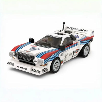 Trilumity MOC Building Block Set: Lancia Rally 037 Martini Racing | Includes a complete set of stickers - 244Piece (MOC-130287)