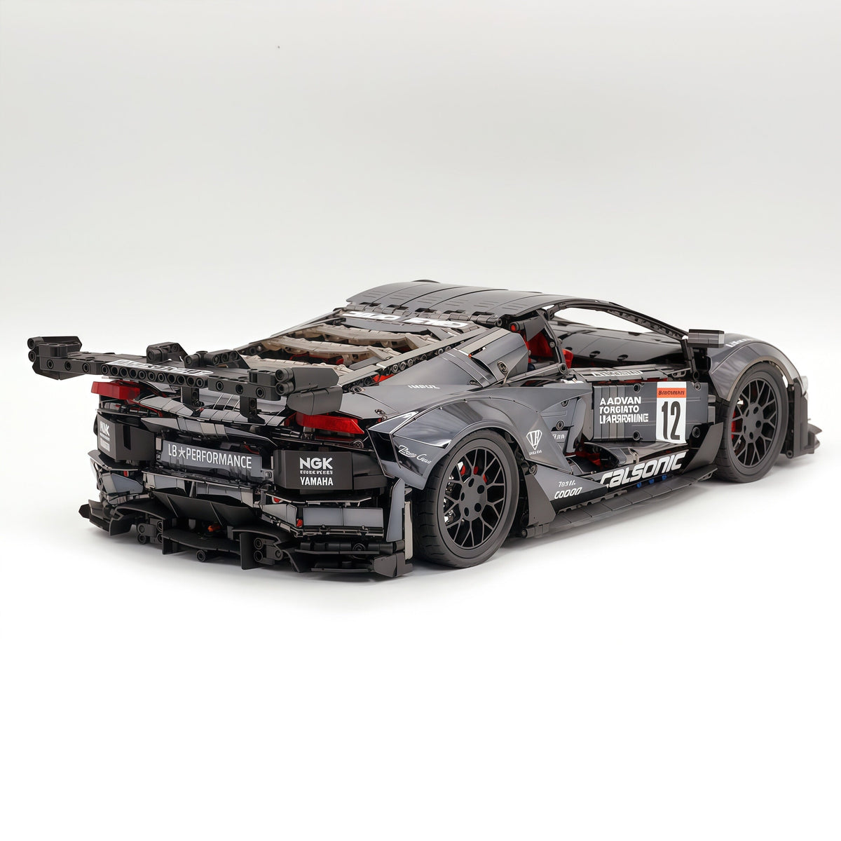 Trilumity Building Block Set: 1:8 Lamborghini Aventador Svj Lbwk | Electroplated Black Custom Bull Widebody Supercar