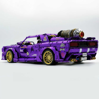 Trilumity Motorized Building Block Set: 1: 8 Dodge Challenger, Pearlescent Purple Paint Customized Version (3751-Piece)
