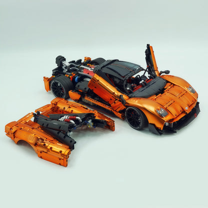 Trilumity Building Block Set: 1:8 The Ultimate Pagani Utopia Supercar | Customized Orange Gold V12 Italian Exotic (3314Piece)