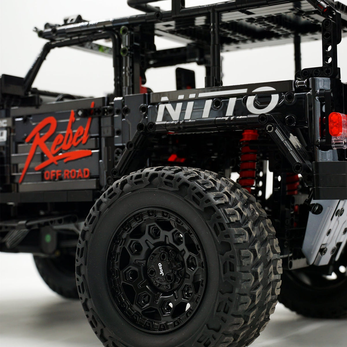 Trilumity Jeep Wrangler Off-Road Electroplating Black Limited Edition Building Block Set, 1:6 Scale, Remote Control, 2,121-Piece