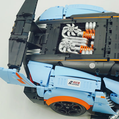 Trilumity Building Block Set: 1:8 Aston Martin Vulcan | Gulf Blue Custom Edition | 3794+-Piece