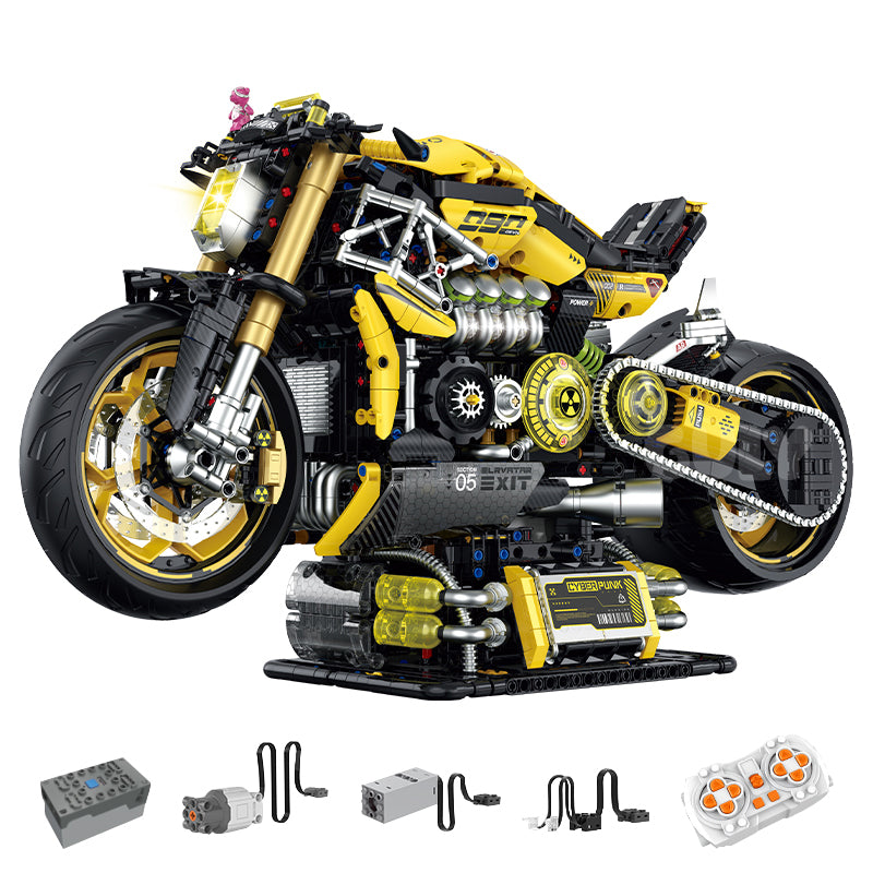 Trilumity Cyberpunk 2077 ARCH Nazare Motorcycle, Spray Display Stand with Lights Building Block Set, 1:5 Scale, Remote Control, 2,500-Piece
