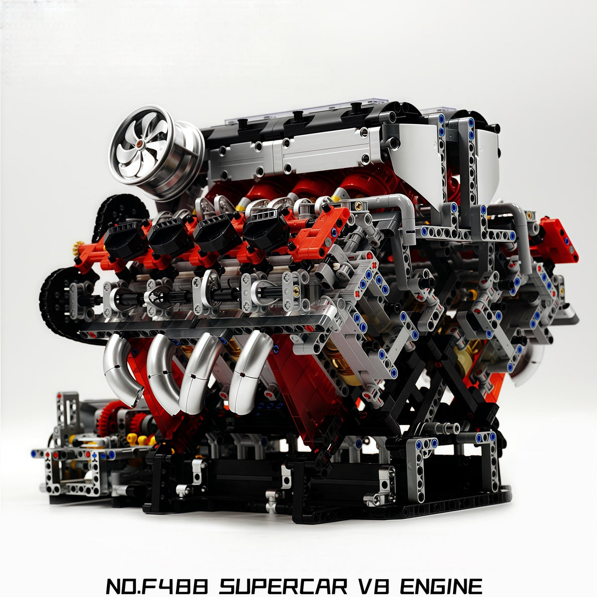 Trilumity Motorized Building Block Set: The Ultimate F488 V8 Engine (2717-Piece)