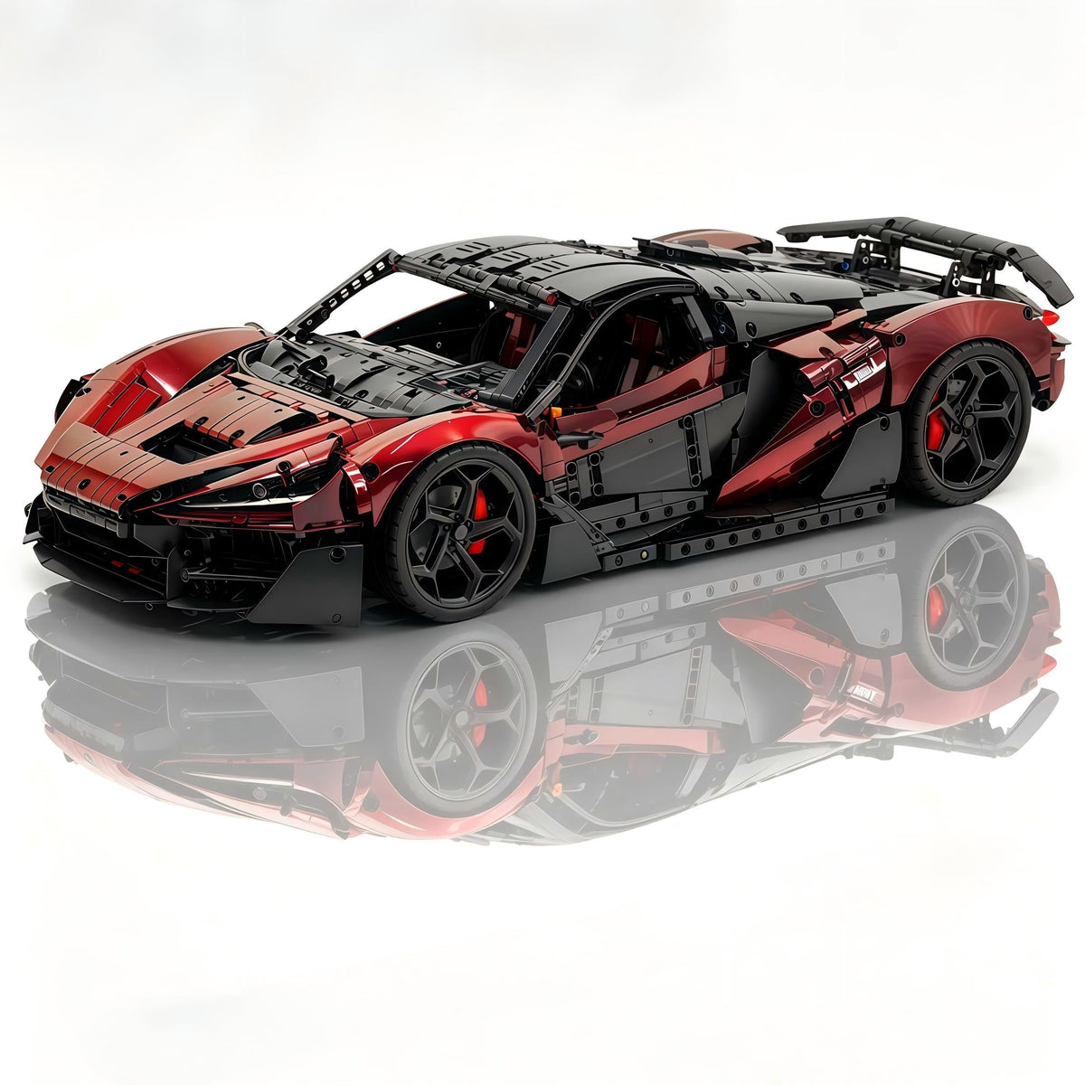 Trilumity Motorized Building Block Set: 1:8 The Ultimate British Woking Hypercar | Black & Red Chameleon Paint Edition | Shipped in Original Gift Box