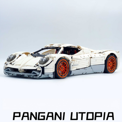 Trilumity Building Block Set: 1:8 Pagani Utopia | Paint White Collector’s Edition (4719-Piece)