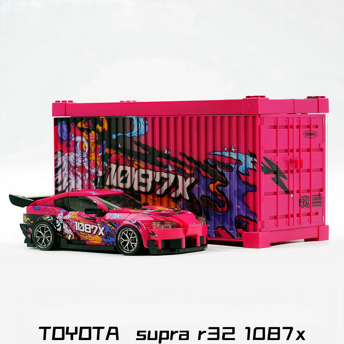 Trilumity Building Block Set: Toyota Supra r32 1097x with Container Display Case (415-Piece)