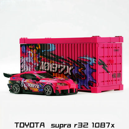 Trilumity Building Block Set: Toyota Supra r32 1097x with Container Display Case (415-Piece)