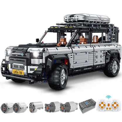 Trilumity Building Block Set: 1:8 Land Rover Defender 110 Silver Off-Road | Ultimate Detailed Set | Remote Controlled (5268-Piece)