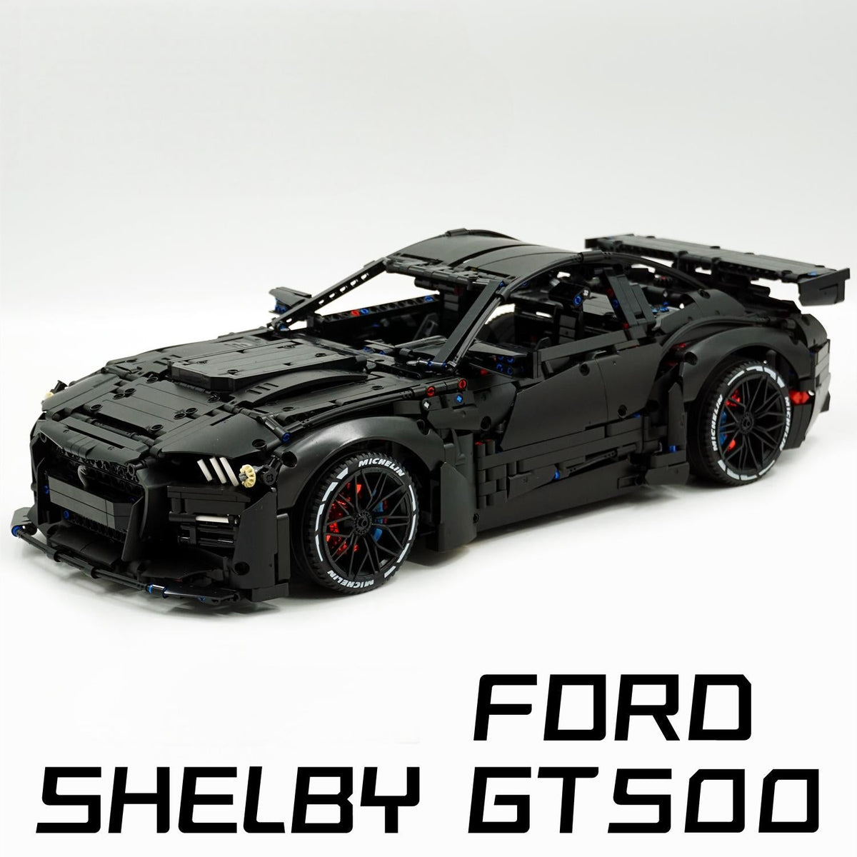 Trilumity Building Block Set: 1: 8 Ford Shelby Gt500, Matte Black Customized Version (3400Piece)