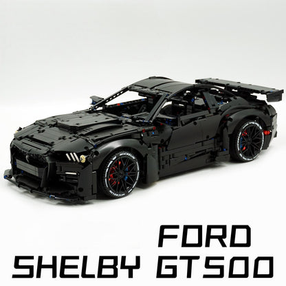 Trilumity Building Block Set: 1: 8 Ford Shelby Gt500, Matte Black Customized Version (3400Piece)