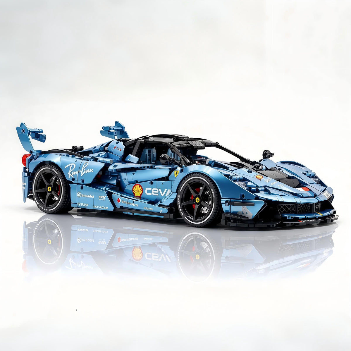 Trilumity Motorized Building Block Set: 1:8 The Ultimate Italian Hybrid Hypercar Evo | Customized Electroplating Tiffany Blue Italian Exotic