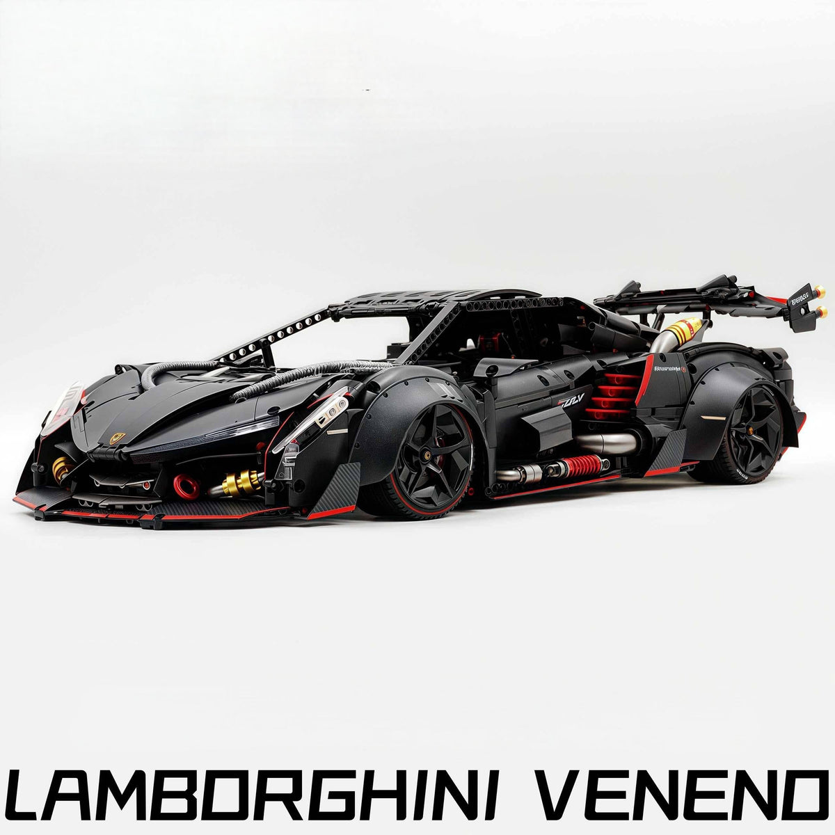 Trilumity Motorized Building Block Set: 1:8 Lamborghini Veneno Limited Edition Obsidian V12 Supercar | 64cm | Remote Controlled | 3809-Piece