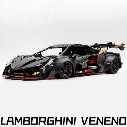 Trilumity Motorized Building Block Set: 1:8 Lamborghini Veneno Limited Edition Obsidian V12 Supercar | 64cm | Remote Controlled | 3809-Piece