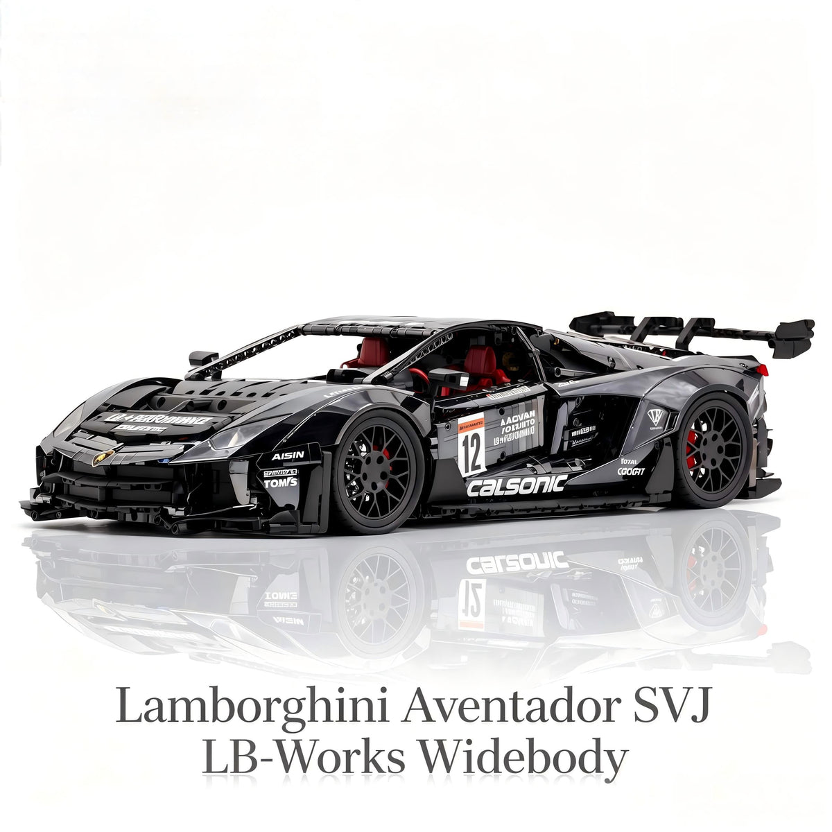 Trilumity Building Block Set: 1:8 Lamborghini Aventador Svj Lbwk | Electroplated Black Custom Bull Widebody Supercar