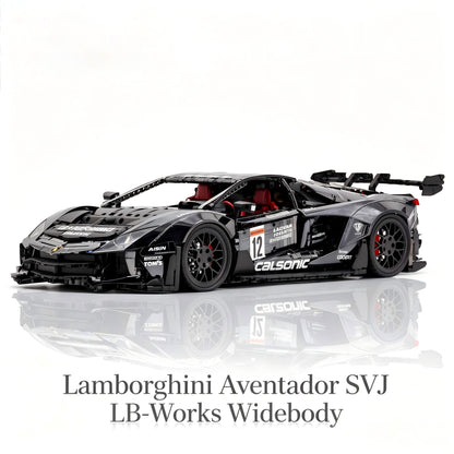 Trilumity Building Block Set: 1:8 Lamborghini Aventador Svj Lbwk | Electroplated Black Custom Bull Widebody Supercar