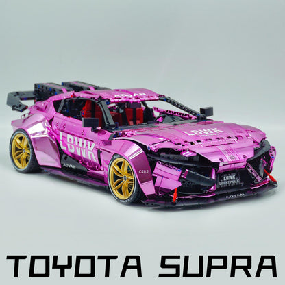 Trilumity Motorized Building Block Set: 1:8 Toyota Supra Electroplating Pink Limited Edition, Electric Air Suspension, Rear Accelerator Blade linkage