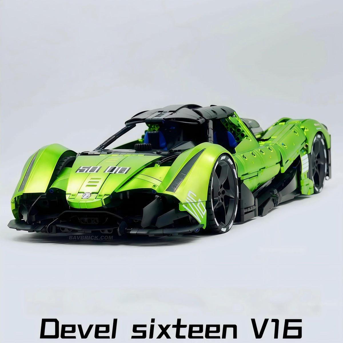 Trilumity Building Block Set: 1:8 Devel sixteen V16 | Neon Green Custom Edition | Officially licensed (4016Piece)