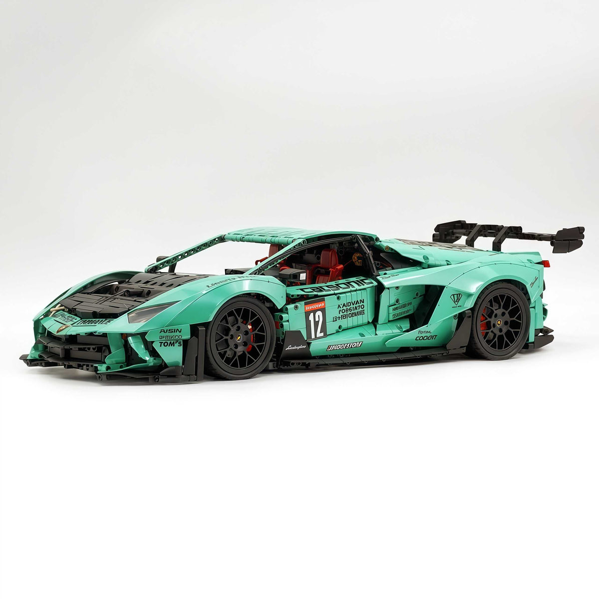 Trilumity Building Block Set: 1:8 Lamborghini Aventador Svj Lbwk | Baked Enamel Mint Green Limited Bull Widebody Supercar (4990+-Piece)