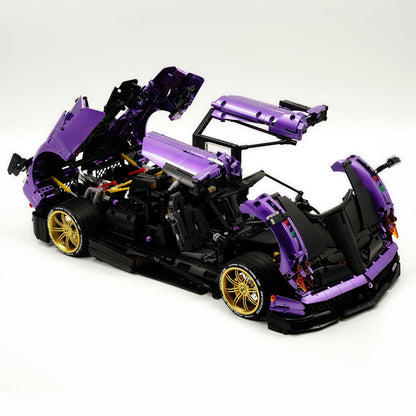 Trilumity Building Block Set: 1: 8 Pagani Huayra Bc Violet Paint finish Customized Ultimate Edition (4708-Piece)