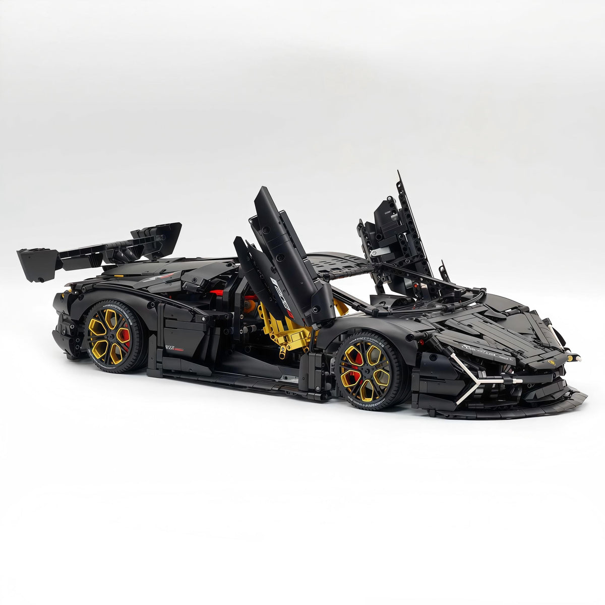 Trilumity Motorized Building Block Set: 1:8 Italian Bull Jota V12 Hypercar – Barrel Plated Matte Black Customized Edition (3260-Piece)