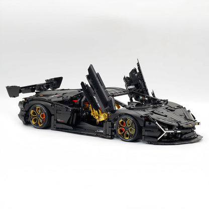 Trilumity Motorized Building Block Set: 1:8 Italian Bull Jota V12 Hypercar – Barrel Plated Matte Black Customized Edition (3260-Piece)