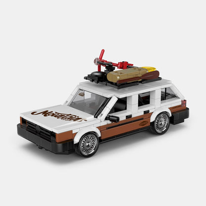Trilumity Building Block Set: Volkswagen Santana 80s German Wagon Sleeper with Container Display Case(457-Piece)