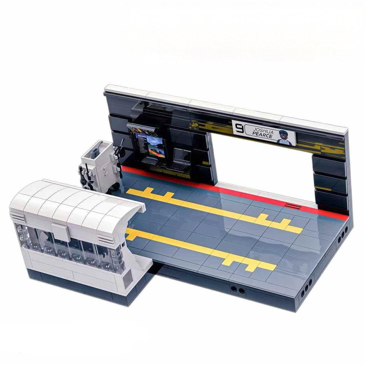 Trilumity Building Block Set: Apx Gp F1 Pit Lane Gate 9 | Includes a Complete Set of Stickers (422Piece)