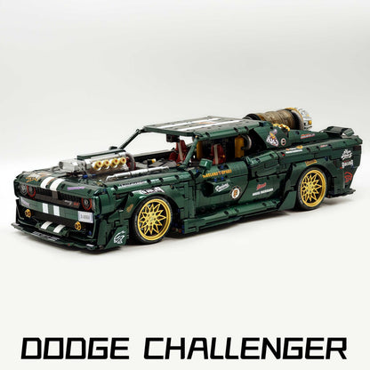 Trilumity Motorized Building Block Set: 1: 8 Dodge Challenger, Pearlescent Green Paint Customized Version (3751-Piece)
