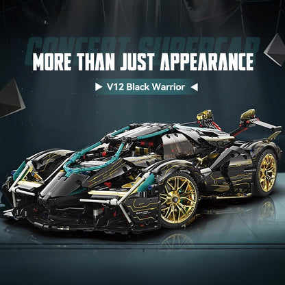 Trilumity Motorized Building Block Set: 1: 8 Lamborghini Lambo V12 Vision GT, Cyberpunk Style, Electric Opening and Closing Cockpit (2472-Piece)