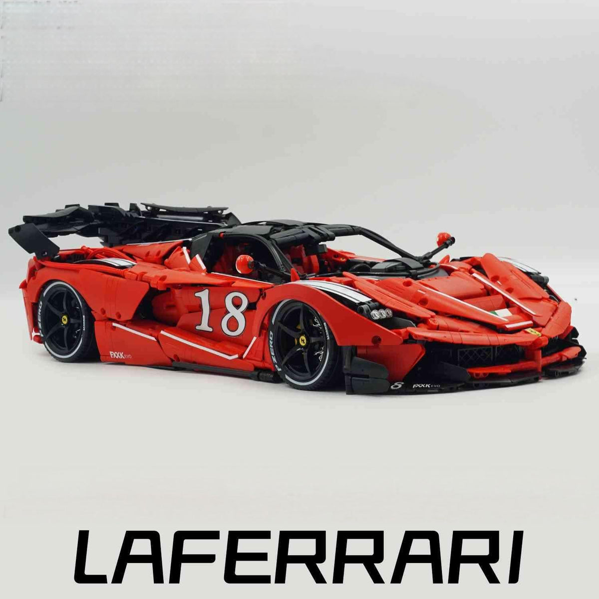Trilumity LaFerrari FXXK EVO Custom Modified, Classic Red Building Block Set, 1:8 Scale, Remote Control, 4,739-Piece