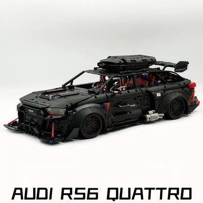 Trilumity Motorized Building Block Set: 1:8 Audi Rs6 Quattro Widebody Wagon | Matte Black Power | 4189+-Piece