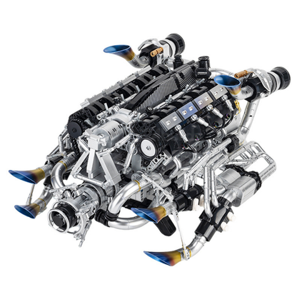 Trilumity Building Block Set: Burnt Blue V8 Performance Engine | Premium Motorised Engine Model | 1:8 Scale | 2774-Piece