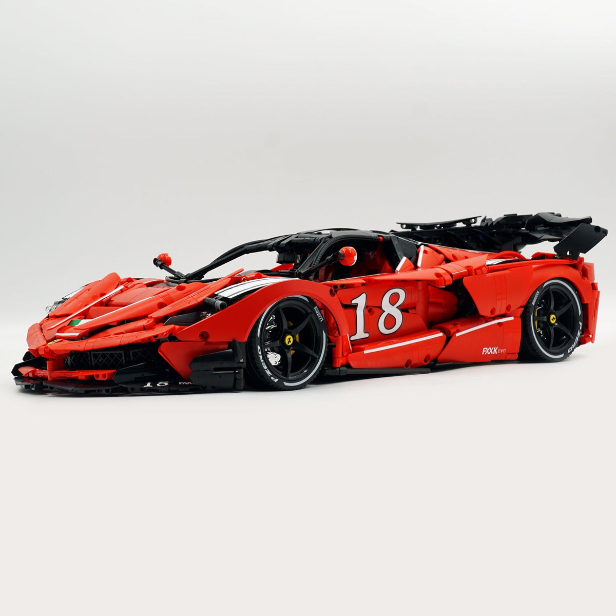 Trilumity LaFerrari FXXK EVO Custom Modified, Classic Red Building Block Set, 1:8 Scale, Remote Control, 4,739-Piece