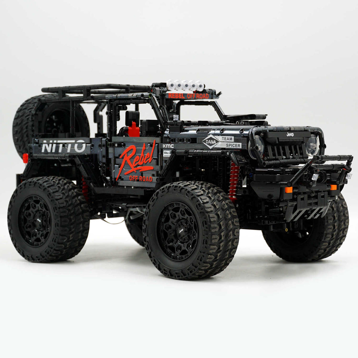 Trilumity Jeep Wrangler Off-Road Electroplating Black Limited Edition Building Block Set, 1:6 Scale, Remote Control, 2,121-Piece