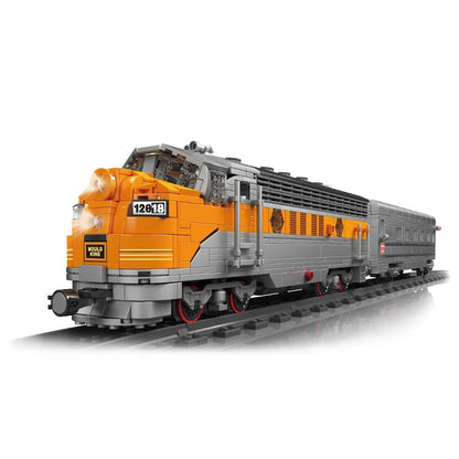Mould King Motorized Building Block Set: USA EMD F7 WP Diesel Locomotive Train, Model K12018