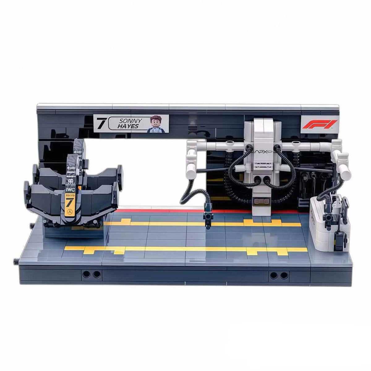 Trilumity Building Block Set: Apx Gp F1 Pit Lane Gate 7 | Includes a Complete Set of Stickers (489Piece)