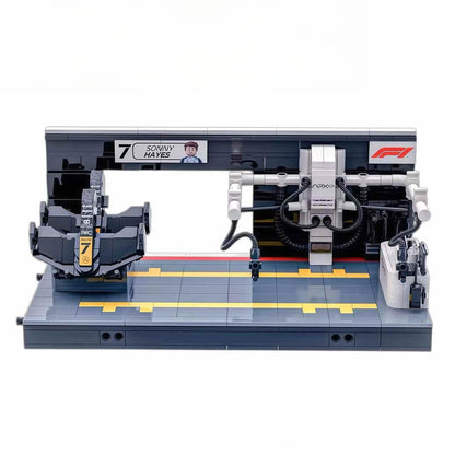 Trilumity Building Block Set: Apx Gp F1 Pit Lane Gate 7 | Includes a Complete Set of Stickers (489Piece)
