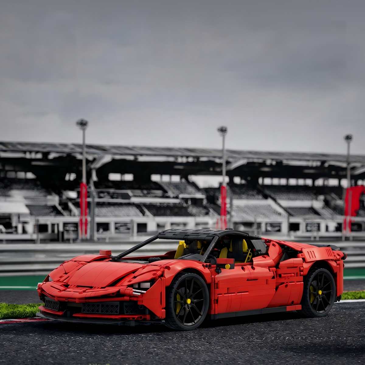 Trilumity Building Block Set: 1:8 Ferrari Sf90 Hypercar | Mechanical Linkage Version (3797-Piece)