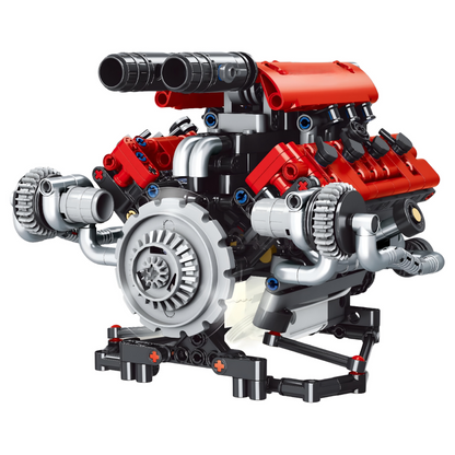 Trilumity Building Block Set: Motorised V8 Engine | 1:24 Scale | 664-Piece