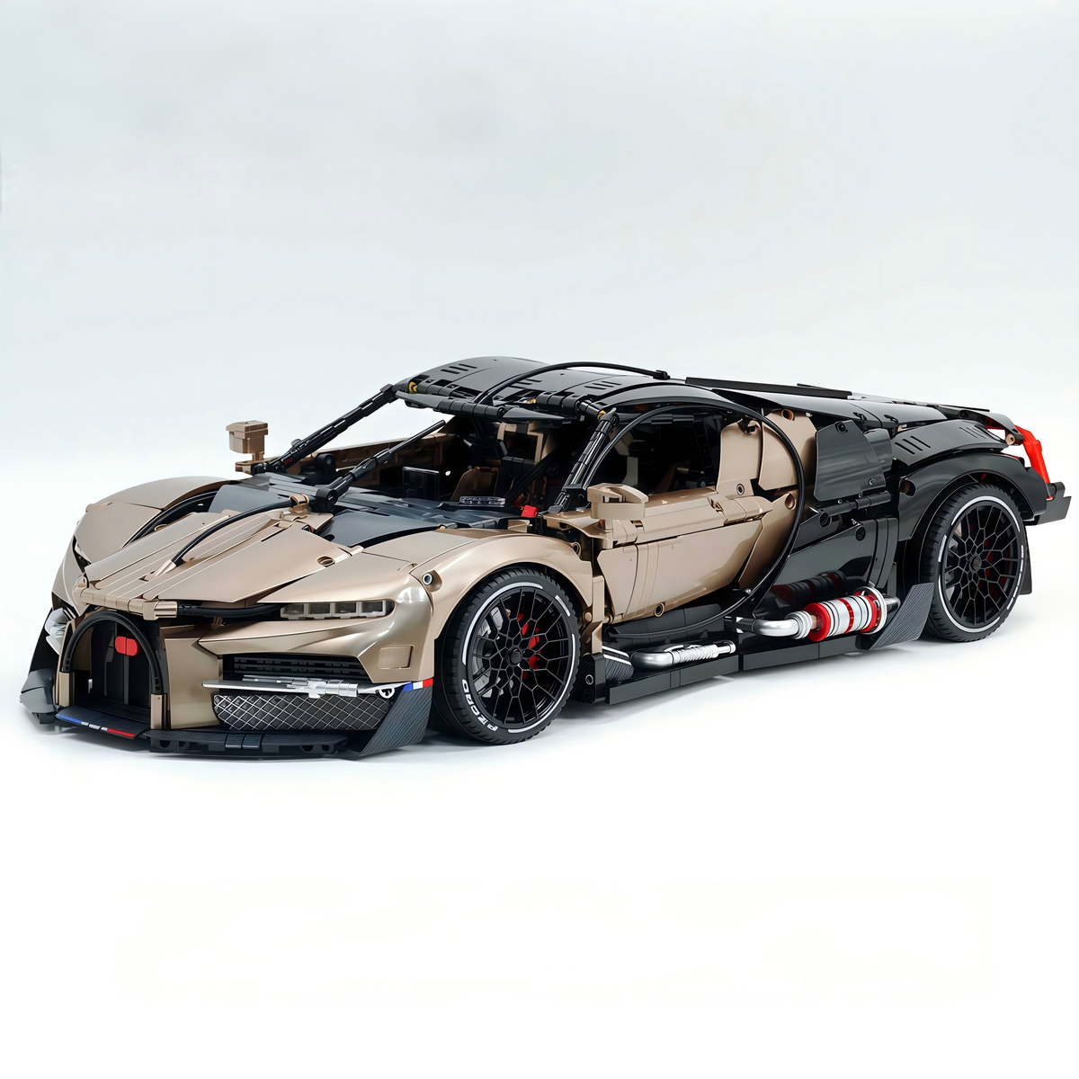 Trilumity Motorized Building Block Set: 1:8 French Hybrid V16 Hypercar | Combination of Bronze and Pearl Black | Ultimate Collector's Item