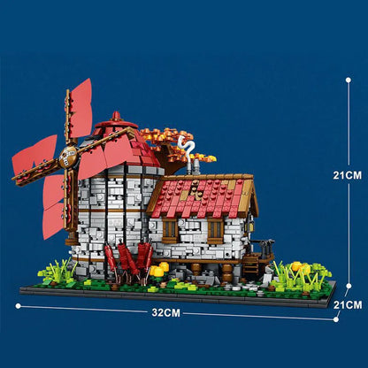 Reobrix MOC Building Block Set: European Century MOC Medieval Windmills Town, Model R66014