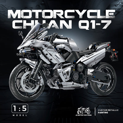 Trilumity Kawasaki R7 Motorcycle with Front and Rear Lights, Exclusive display stand Building Block Set, 1:5 Scale, 2,156-Piece
