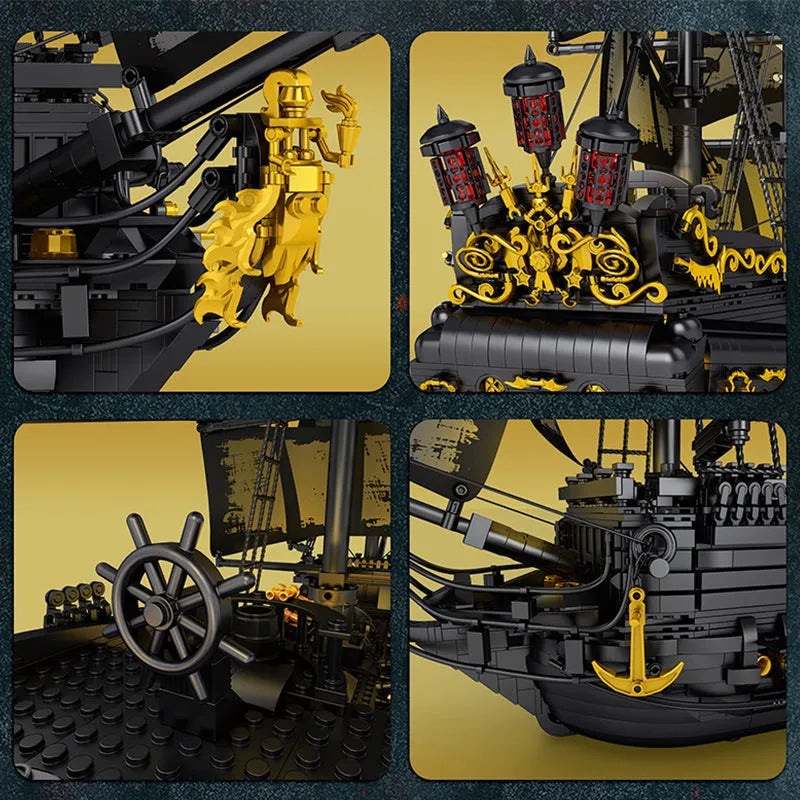 Reobrix MOC Building Block Set: Pirates Of Caribbean MOC Black Pearl Ship, Model RE66036
