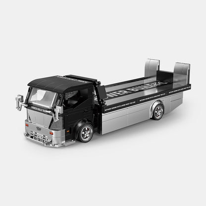 Trilumity Building Block Set: 1:24 Flatbed Truck | Premium Display Stand (544-Piece)